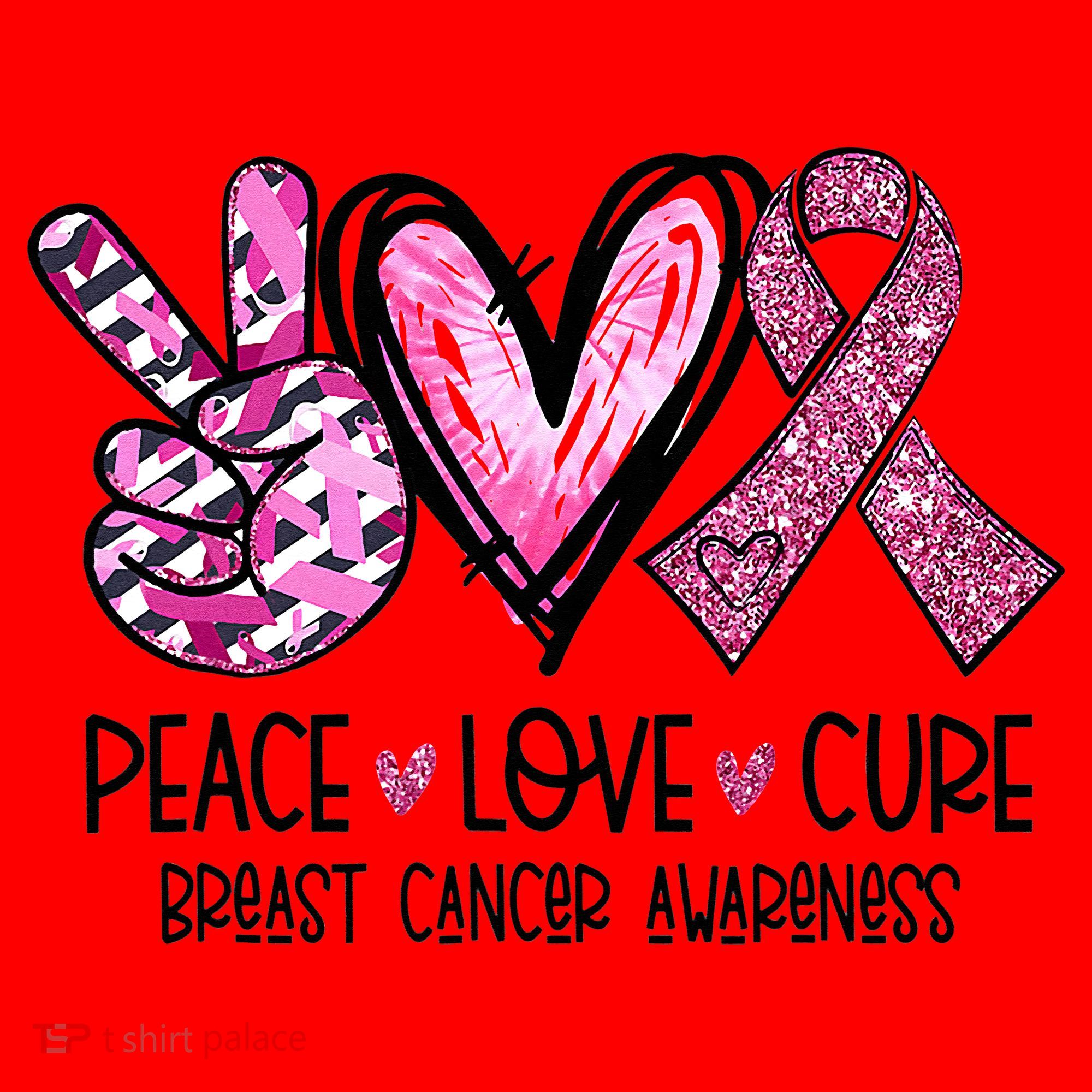 Peace Love Cure Pink Ribbon Cancer Breast Awareness Santa Hat