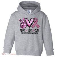 Peace Love Cure Pink Ribbon Cancer Breast Awareness Toddler Hoodie thumb 0