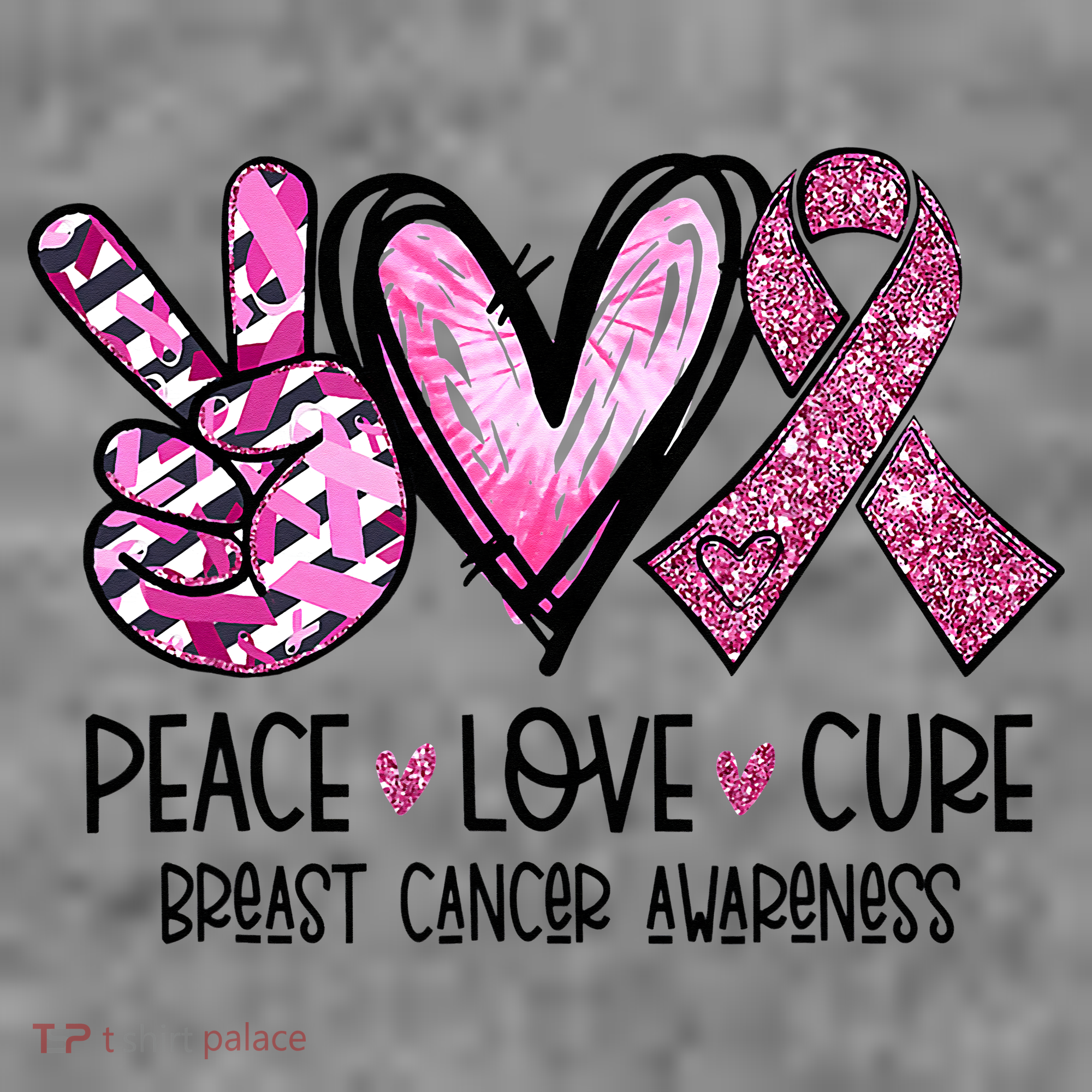 Peace Love Cure Pink Ribbon Cancer Breast Awareness Toddler Hoodie