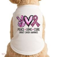 Peace Love Cure Pink Ribbon Cancer Breast Awareness Doggie Tank thumb 0