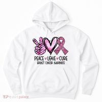 Peace Love Cure Pink Ribbon Cancer Breast Awareness Hoodie thumb 0