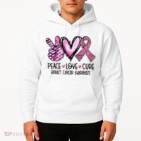 Peace Love Cure Pink Ribbon Cancer Breast Awareness Hoodie thumb 2