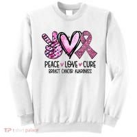 Peace Love Cure Pink Ribbon Cancer Breast Awareness Sweatshirt thumb 0