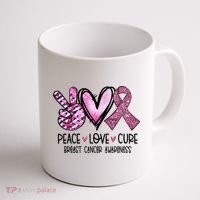 Peace Love Cure Pink Ribbon Cancer Breast Awareness Coffee Mug thumb 1