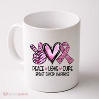 Peace Love Cure Pink Ribbon Cancer Breast Awareness Coffee Mug thumb 0
