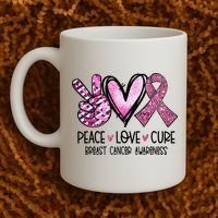 Peace Love Cure Pink Ribbon Cancer Breast Awareness Coffee Mug thumb 2