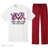 Peace Love Cure Pink Ribbon Cancer Breast Awareness Pajama Set thumb 0