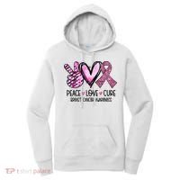 Peace Love Cure Pink Ribbon Cancer Breast Awareness Women's Hoodie thumb 0