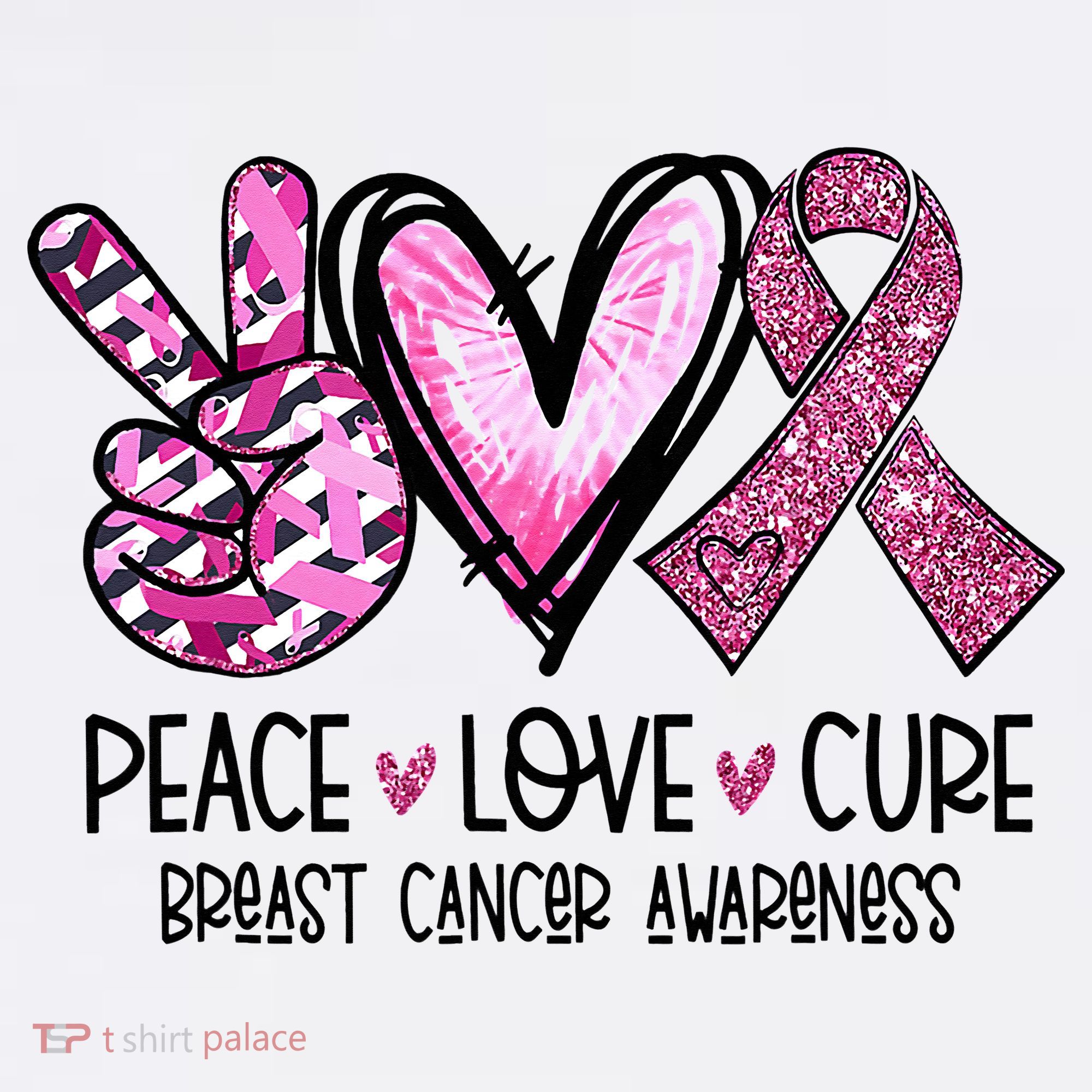 Peace Love Cure Pink Ribbon Cancer Breast Awareness Women's Hoodie