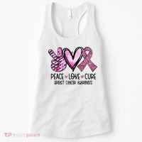 Peace Love Cure Pink Ribbon Cancer Breast Awareness Women's Tank Top thumb 0
