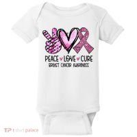 Peace Love Cure Pink Ribbon Cancer Breast Awareness Baby Bodysuit thumb 0