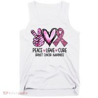 Peace Love Cure Pink Ribbon Cancer Breast Awareness Tank Top thumb 0