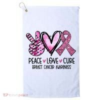 Peace Love Cure Pink Ribbon Cancer Breast Awareness Golf Towel thumb 0