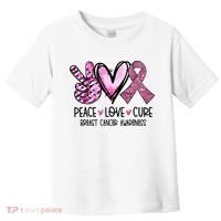 Peace Love Cure Pink Ribbon Cancer Breast Awareness Toddler T-Shirt thumb 0