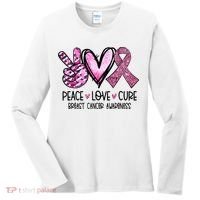 Peace Love Cure Pink Ribbon Cancer Breast Awareness Women's Long Sleeve Shirt thumb 0