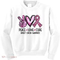 Peace Love Cure Pink Ribbon Cancer Breast Awareness Kids Sweatshirt thumb 0