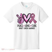 Peace Love Cure Pink Ribbon Cancer Breast Awareness Kids T-Shirt thumb 0
