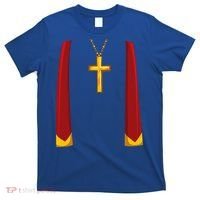 Priest Lazy DIY Halloween Costume Minister Pastor Preacher T-Shirt thumb 0