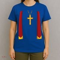 Priest Lazy DIY Halloween Costume Minister Pastor Preacher T-Shirt thumb 4
