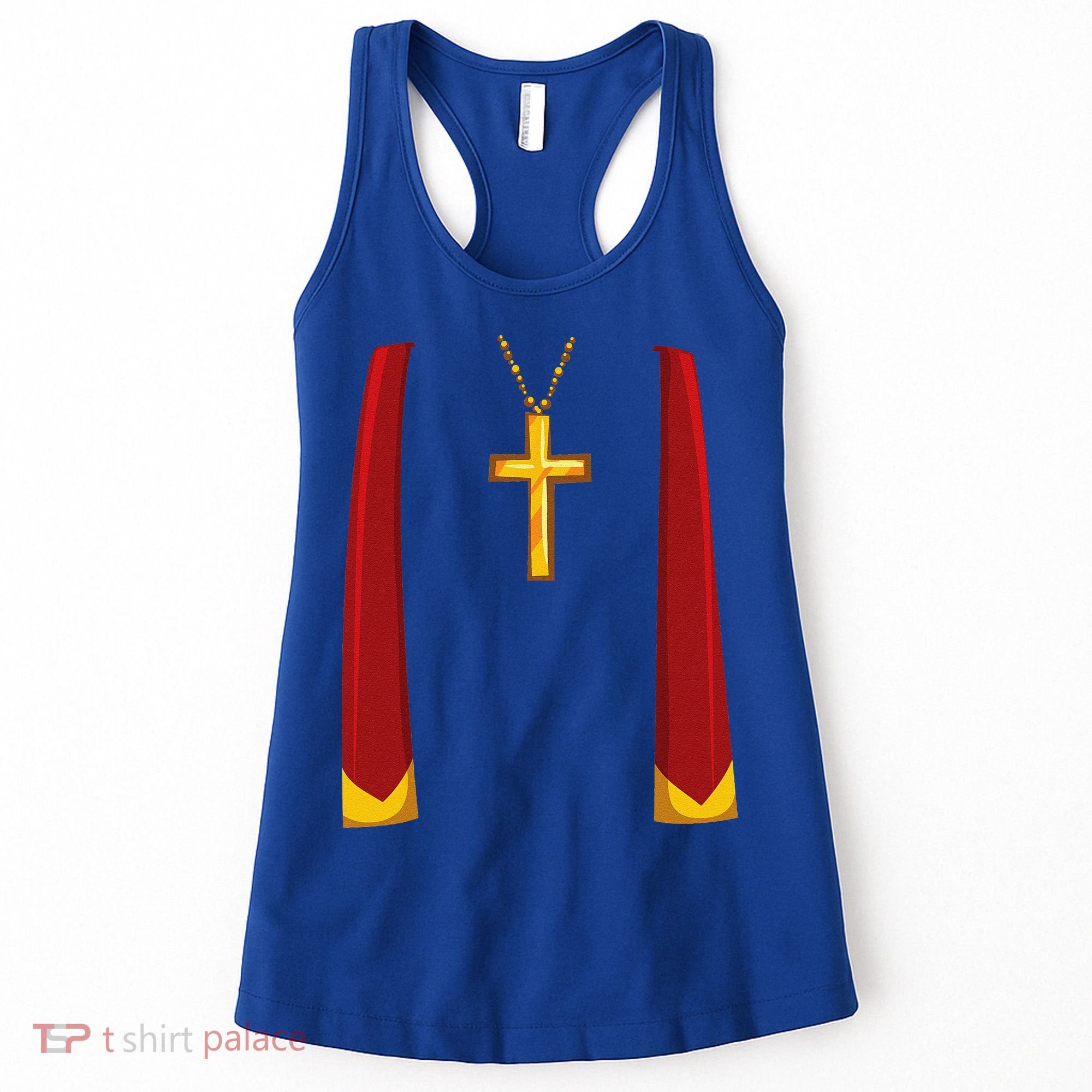 Priest Lazy DIY Halloween Costume Minister Pastor Preacher Women's Tank Top