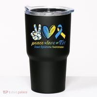 Peace Love Down Syndrome Ribbon Tumbler thumb 0