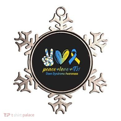 Peace Love Down Syndrome Ribbon Ornament