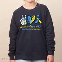 Peace Love Down Syndrome Ribbon Women's Sweatshirt thumb 0