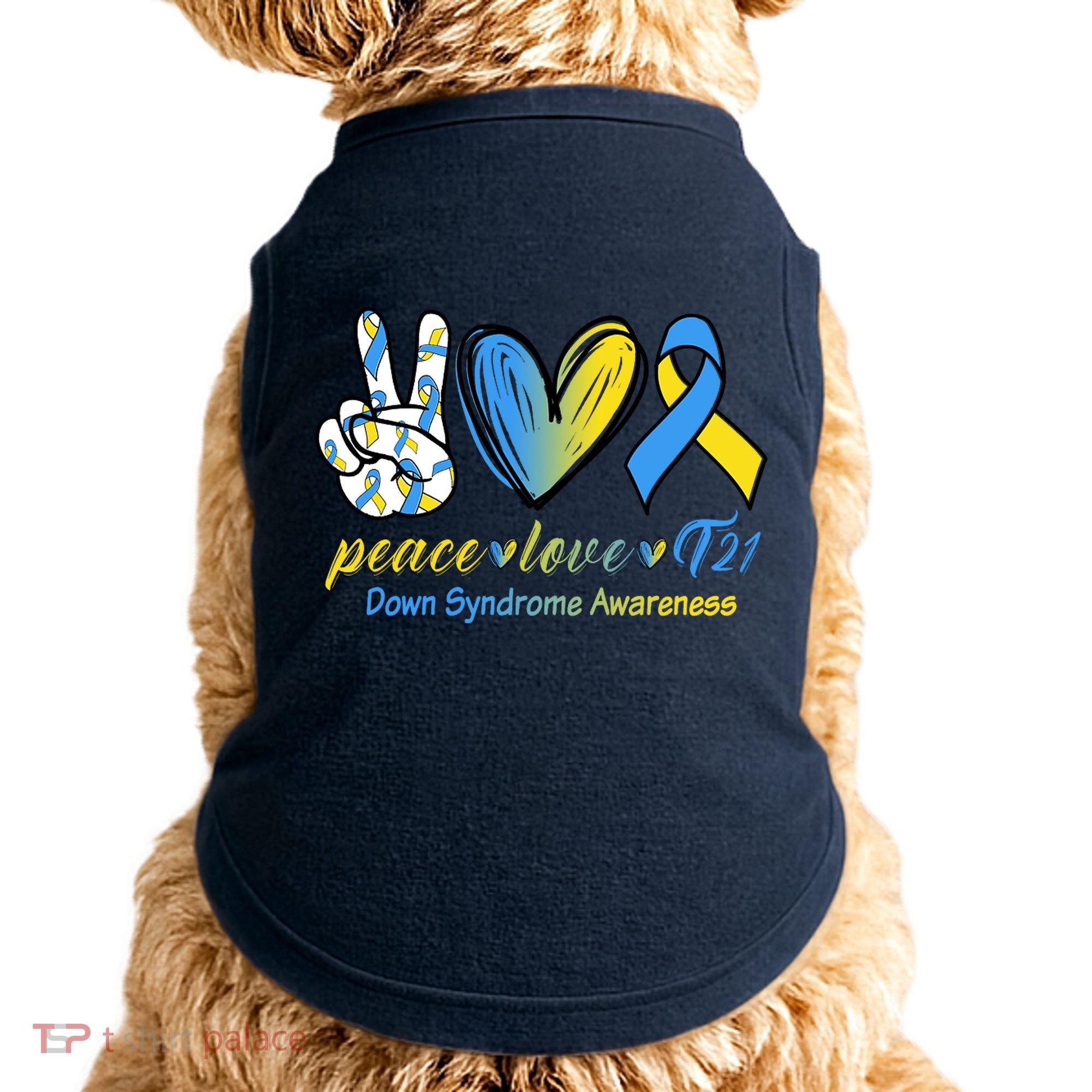 Peace Love Down Syndrome Ribbon Doggie Tank