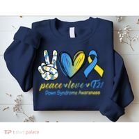 Peace Love Down Syndrome Ribbon Sweatshirt thumb 2