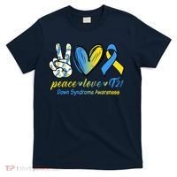 Peace Love Down Syndrome Ribbon T-Shirt thumb 0
