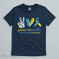 Peace Love Down Syndrome Ribbon T-Shirt thumb 5
