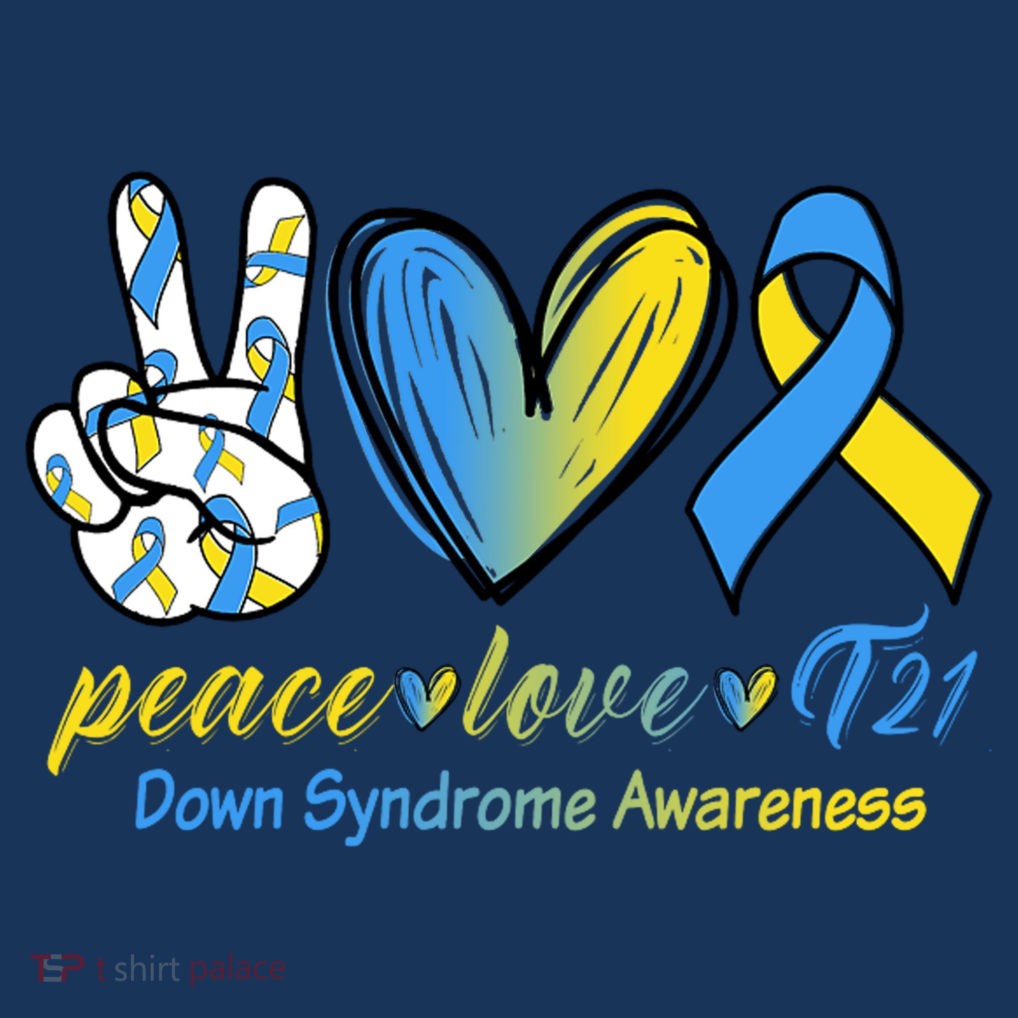 Peace Love Down Syndrome Ribbon Women's Hoodie