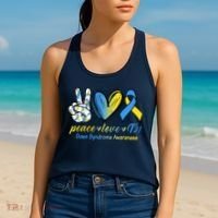 Peace Love Down Syndrome Ribbon Women's Tank Top thumb 2
