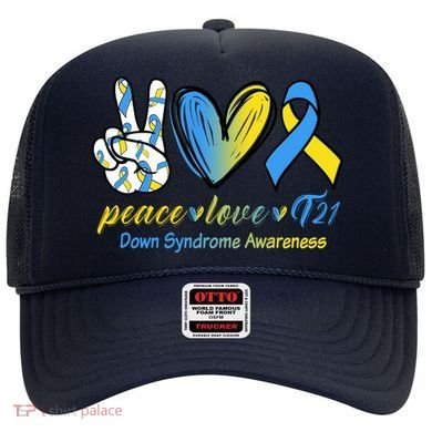 Peace Love Down Syndrome Ribbon Hat