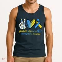 Peace Love Down Syndrome Ribbon Tank Top thumb 3