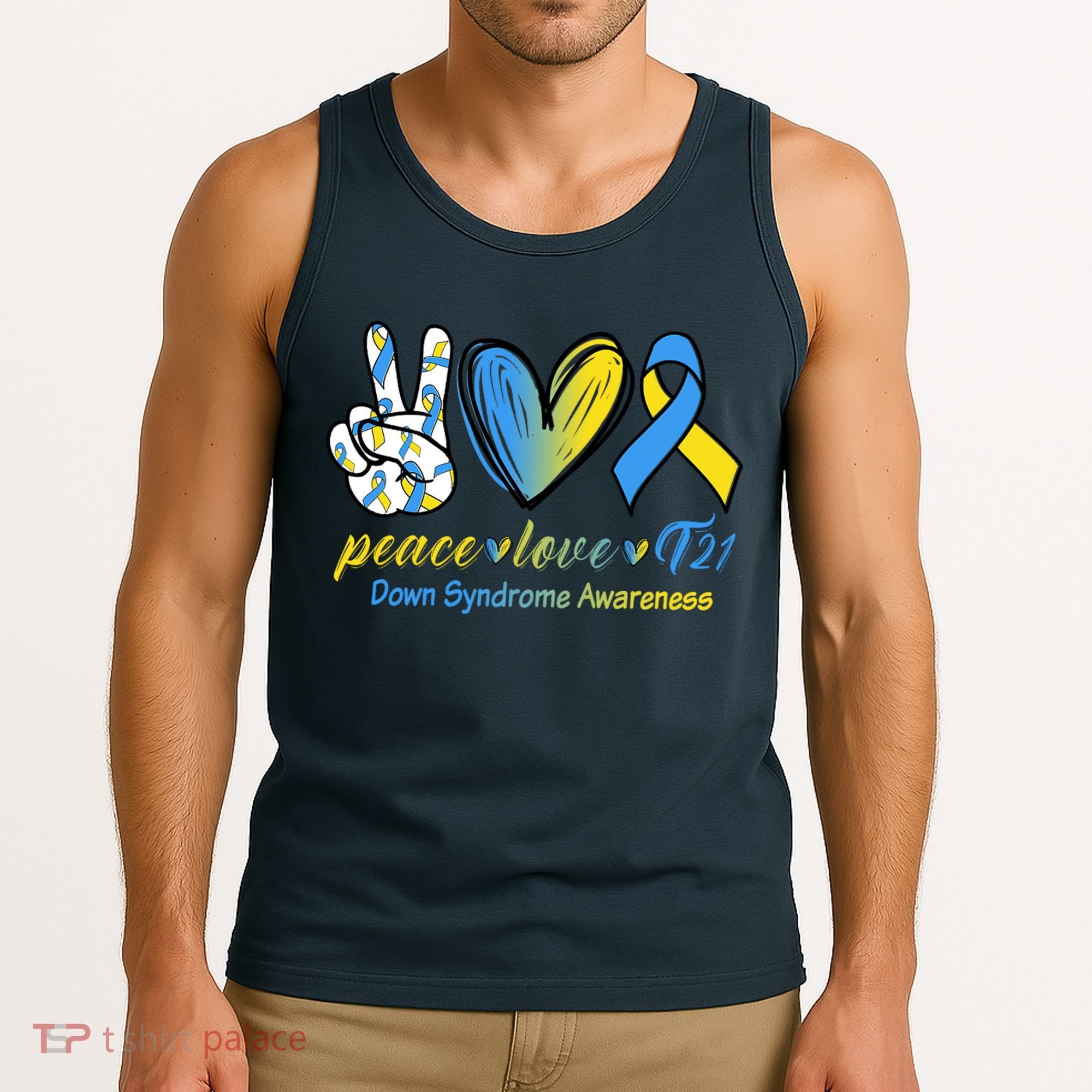 Peace Love Down Syndrome Ribbon Tank Top
