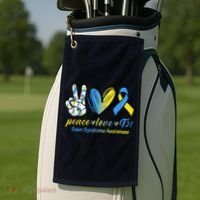 Peace Love Down Syndrome Ribbon Golf Towel thumb 2