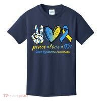Peace Love Down Syndrome Ribbon Kids T-Shirt thumb 0