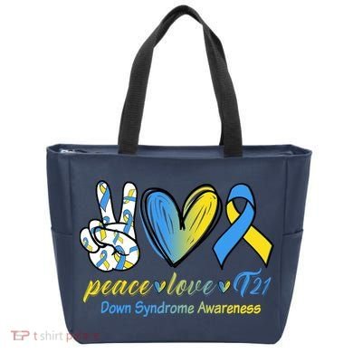 Peace Love Down Syndrome Ribbon Tote Bag