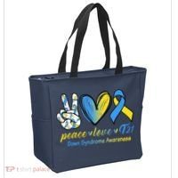 Peace Love Down Syndrome Ribbon Tote Bag thumb 2