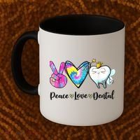 Peace Love Dental Hygienist Dental Assistant Dentist Office Coffee Mug thumb 2