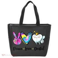 Peace Love Dental Hygienist Dental Assistant Dentist Office Tote Bag thumb 0