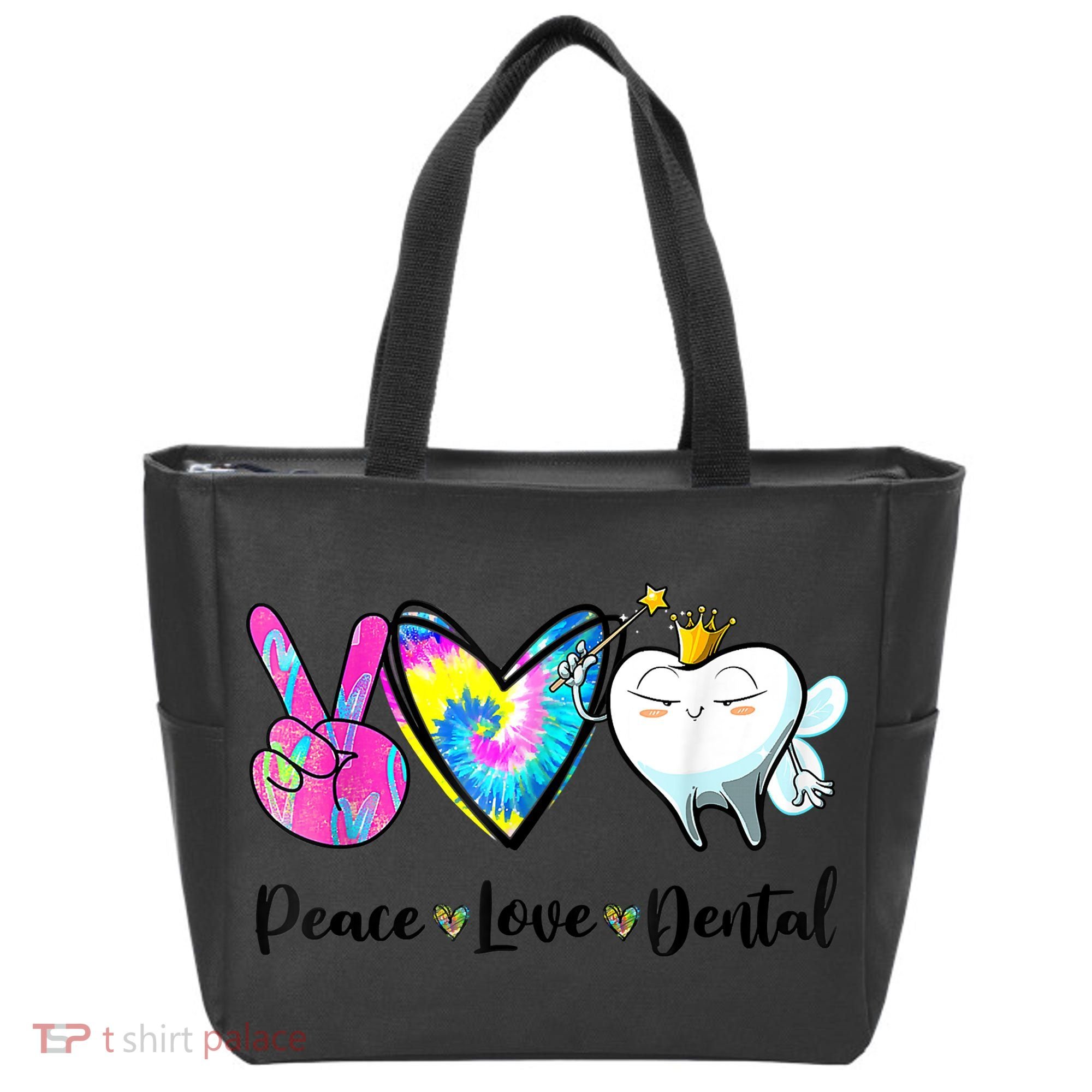 Peace Love Dental Hygienist Dental Assistant Dentist Office Tote Bag