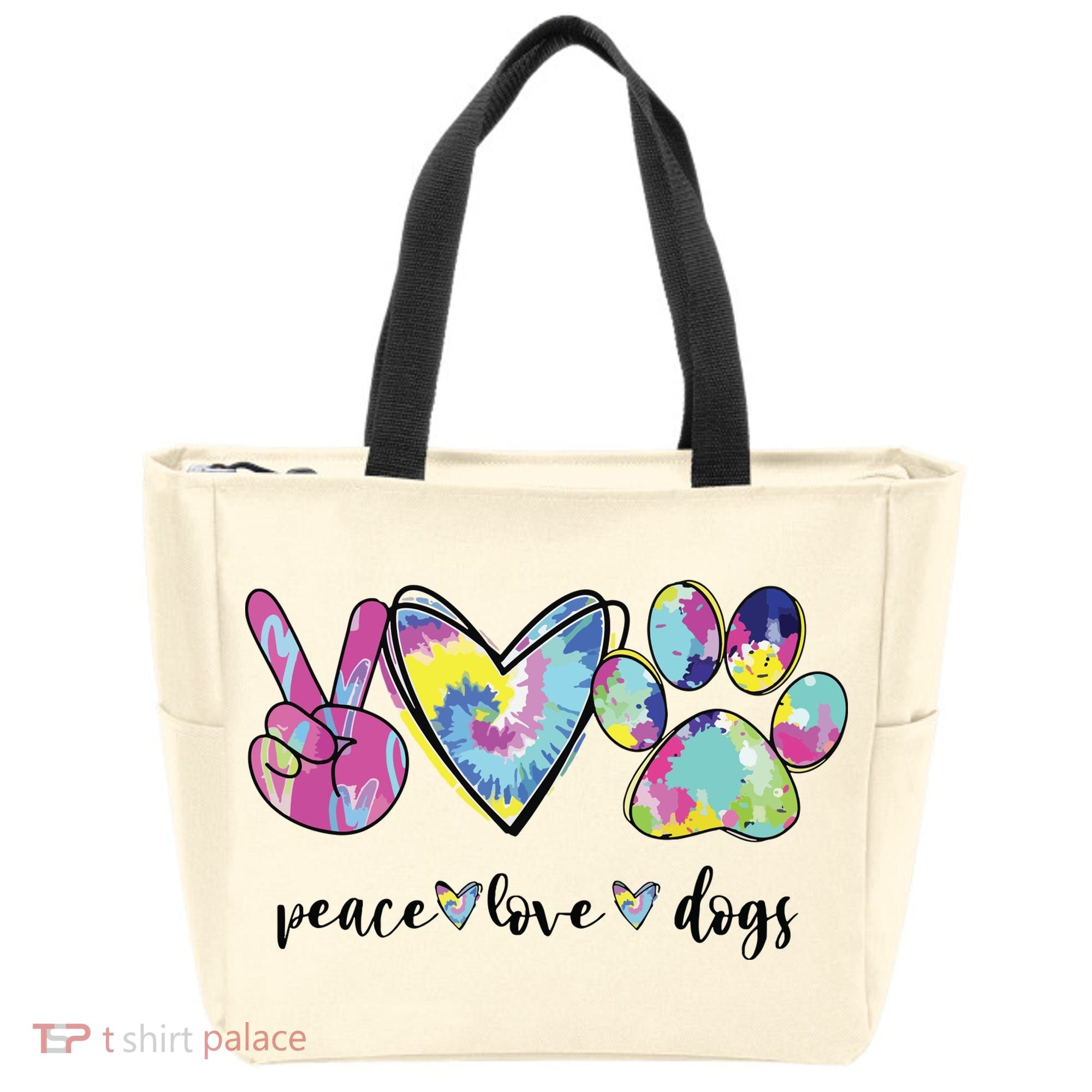 Peace Love Dogs Lover Puppy Paw Dog Tote Bag