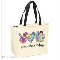 Peace Love Dogs Lover Puppy Paw Dog Tote Bag thumb 2