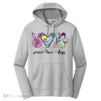 Peace Love Dogs Lover Puppy Paw Dog Performance Fleece Hoodie thumb 0