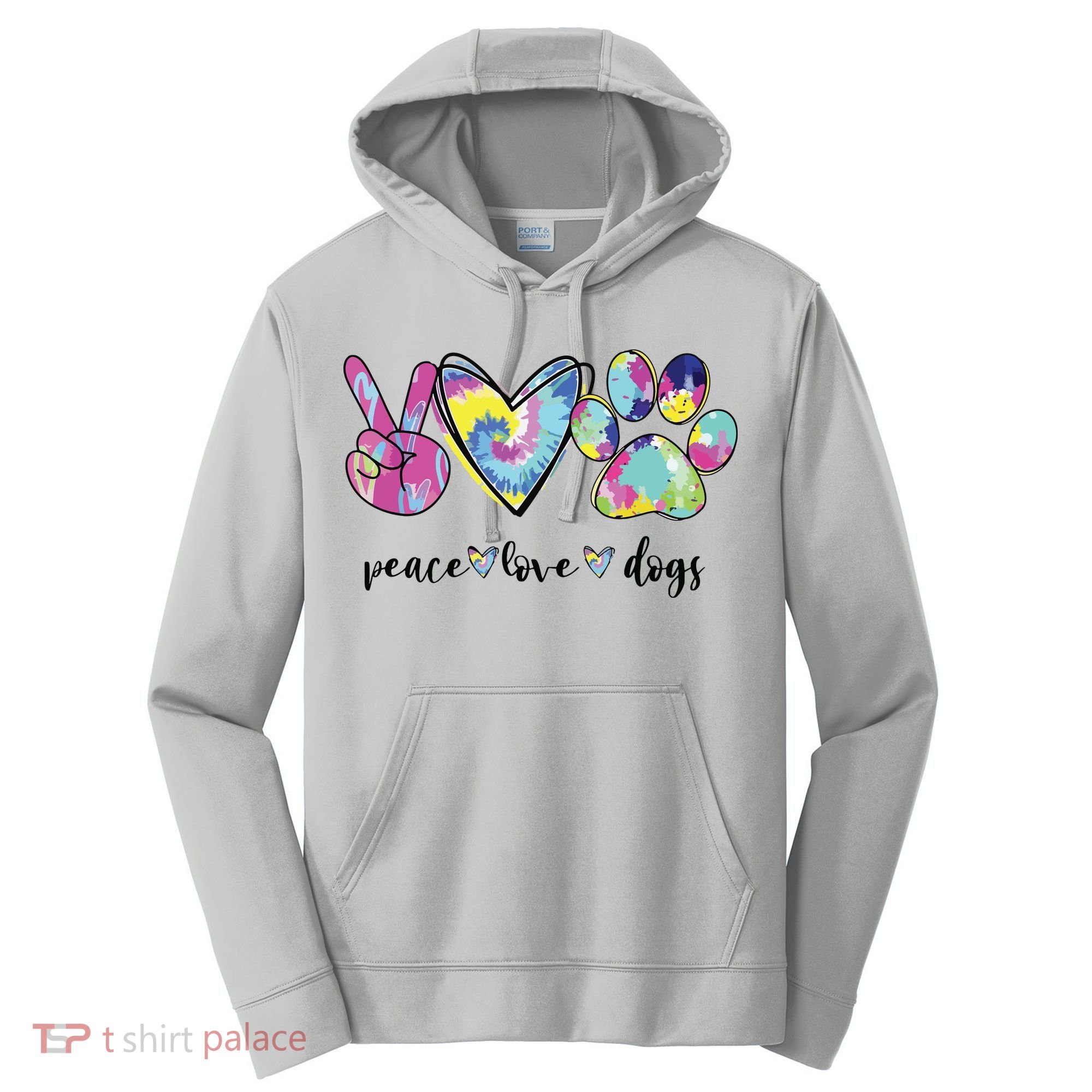Peace Love Dogs Lover Puppy Paw Dog Performance Fleece Hoodie