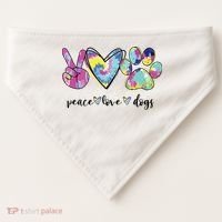 Peace Love Dogs Lover Puppy Paw Dog USA-Made Doggie Bandana thumb 0