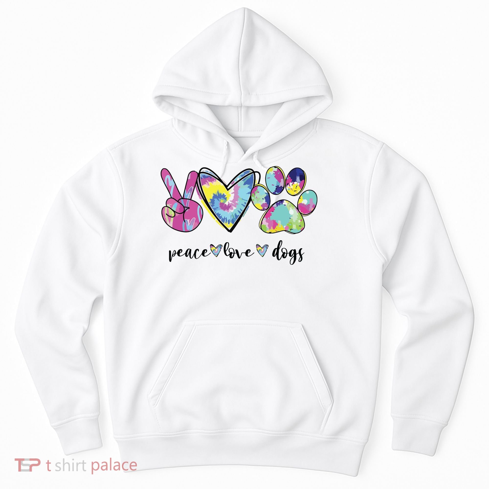 Peace Love Dogs Lover Puppy Paw Dog Hoodie