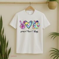 Peace Love Dogs Lover Puppy Paw Dog T-Shirt thumb 2